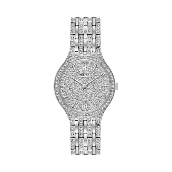Ladies' Bulova Phantom Crystal White Dial Watch (Model: 96L243)